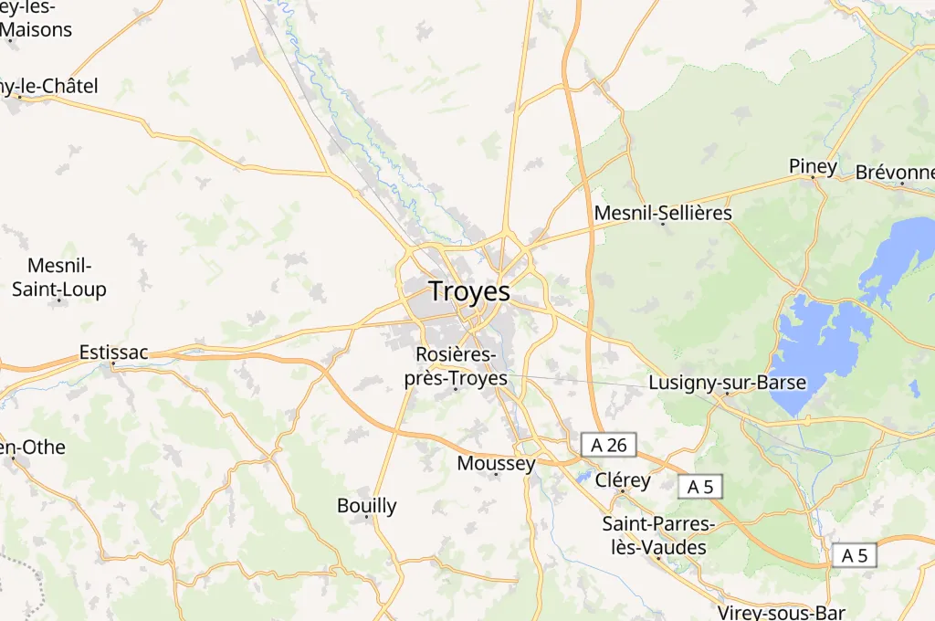 Troyes Area Map Troyes Area Map