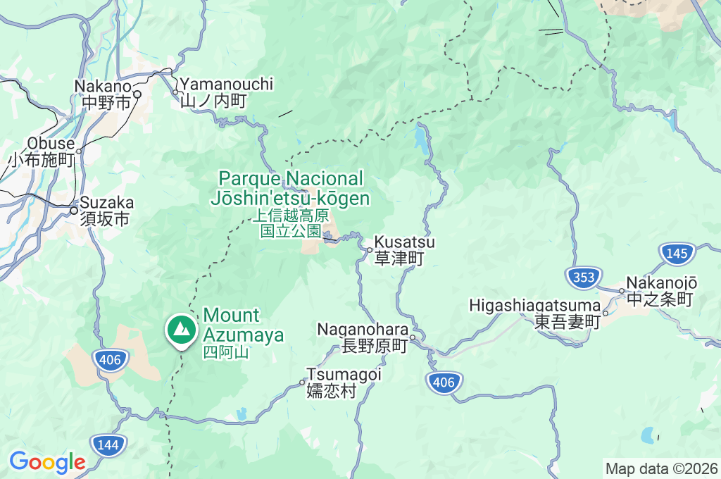Estación de Esquí de Kusatsu Onsen Area Map Estación de Esquí de Kusatsu Onsen Area Map
