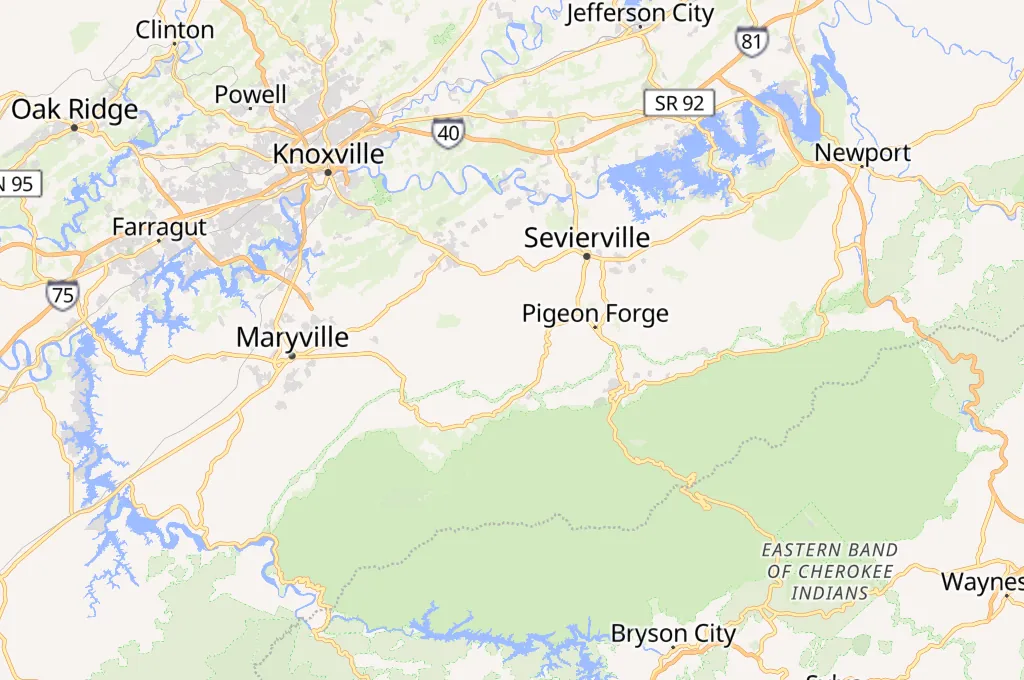 Sevierville Area Map Sevierville Area Map