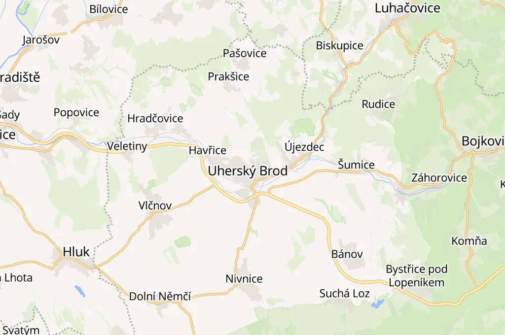 Uherský Brod Area Map Uherský Brod Area Map