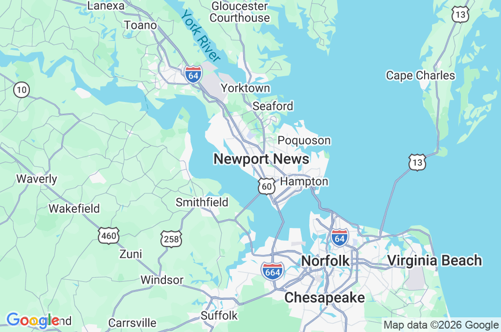 Universidad Christopher Newport Area Map