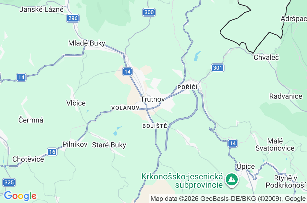 Trutnov Area Map