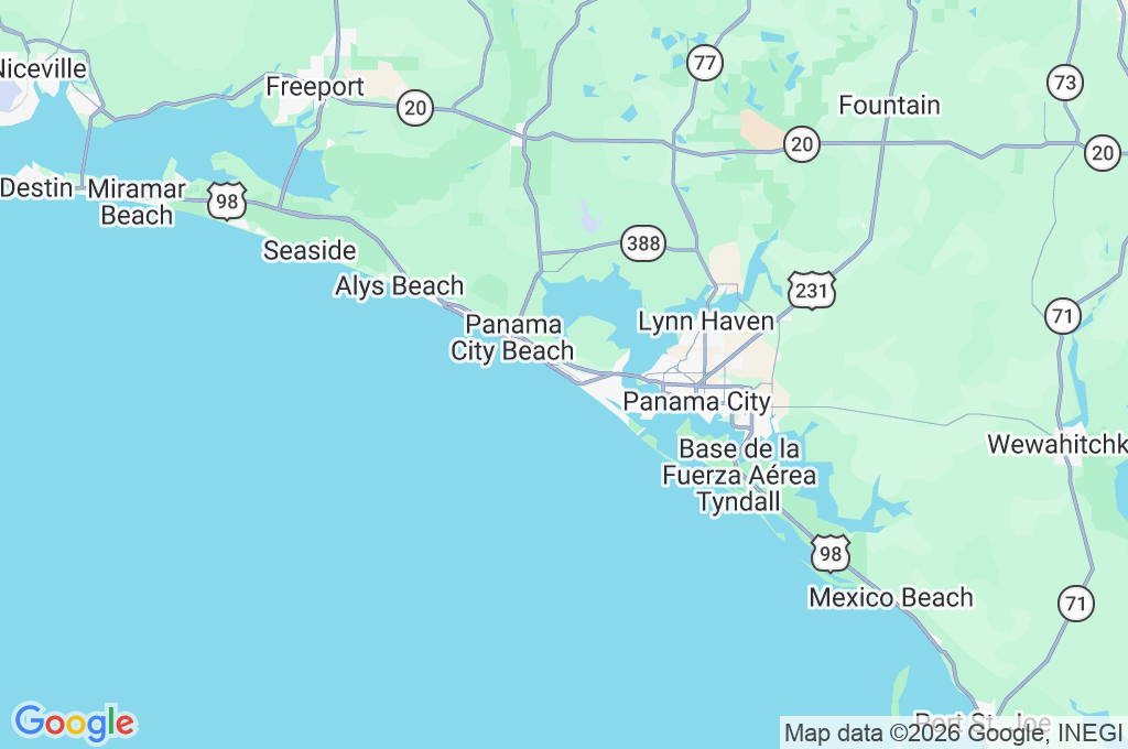 Panama City Beach Area Map