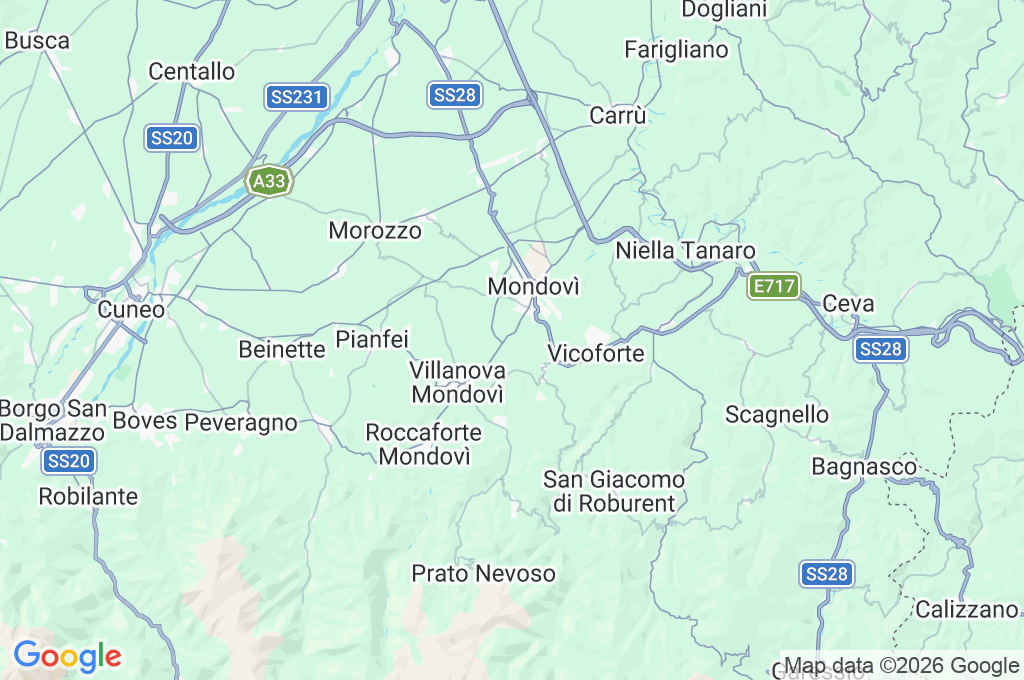 Mondovì Area Map Mondovì Area Map