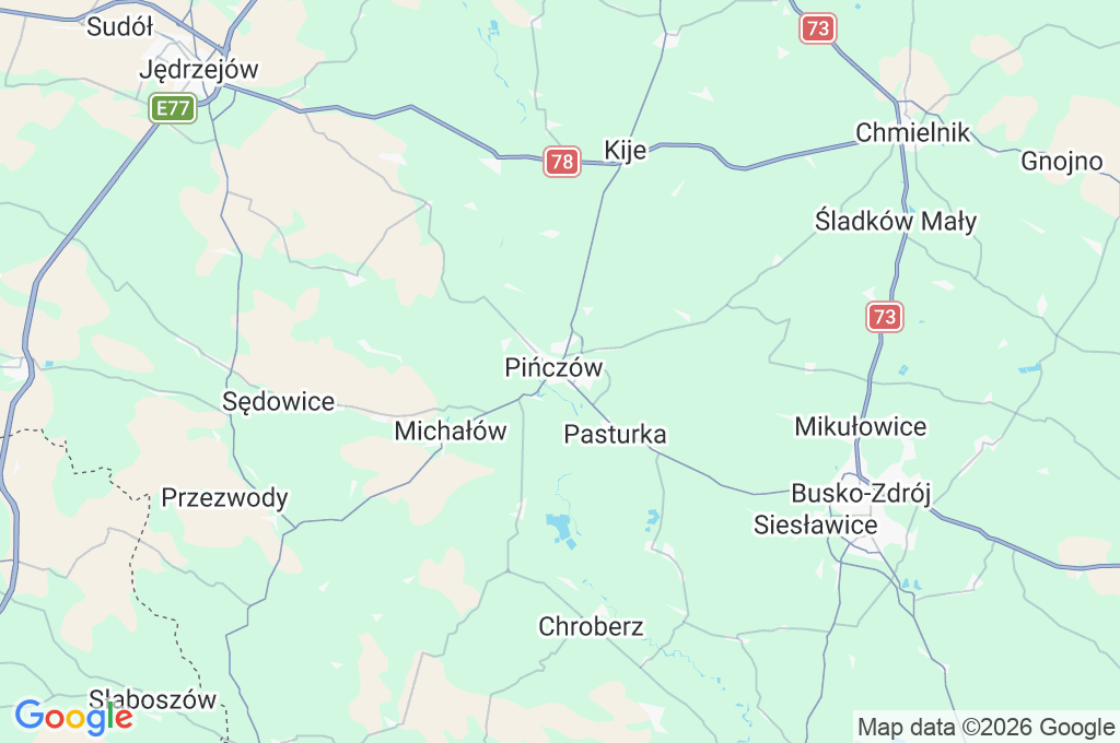 Pińczów Area Map