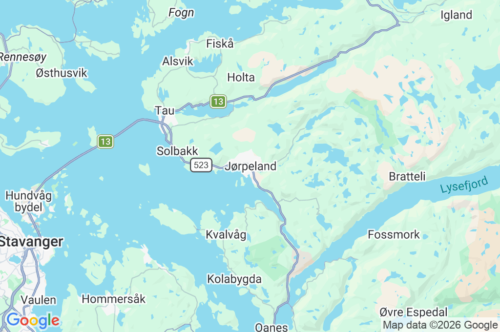 Puerto de Jørpeland Area Map