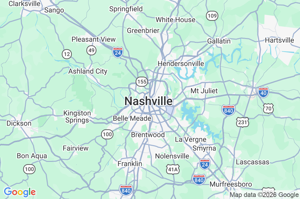 Nashville Area Map