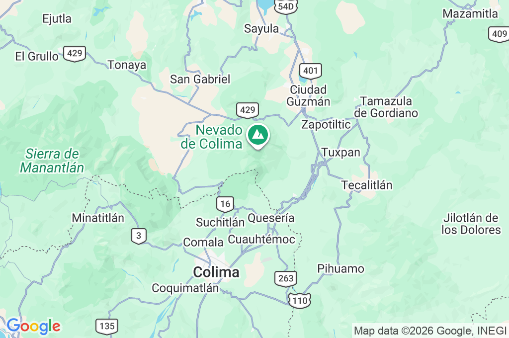 Volcán de Colima Area Map