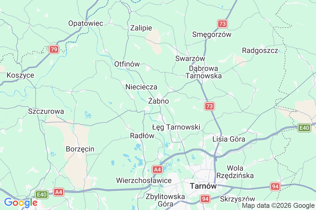 Żabno Area Map Żabno Area Map
