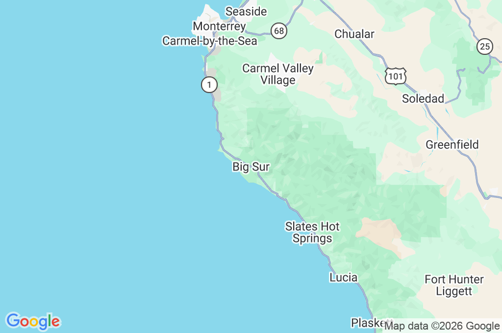 Big Sur Area Map Big Sur Area Map