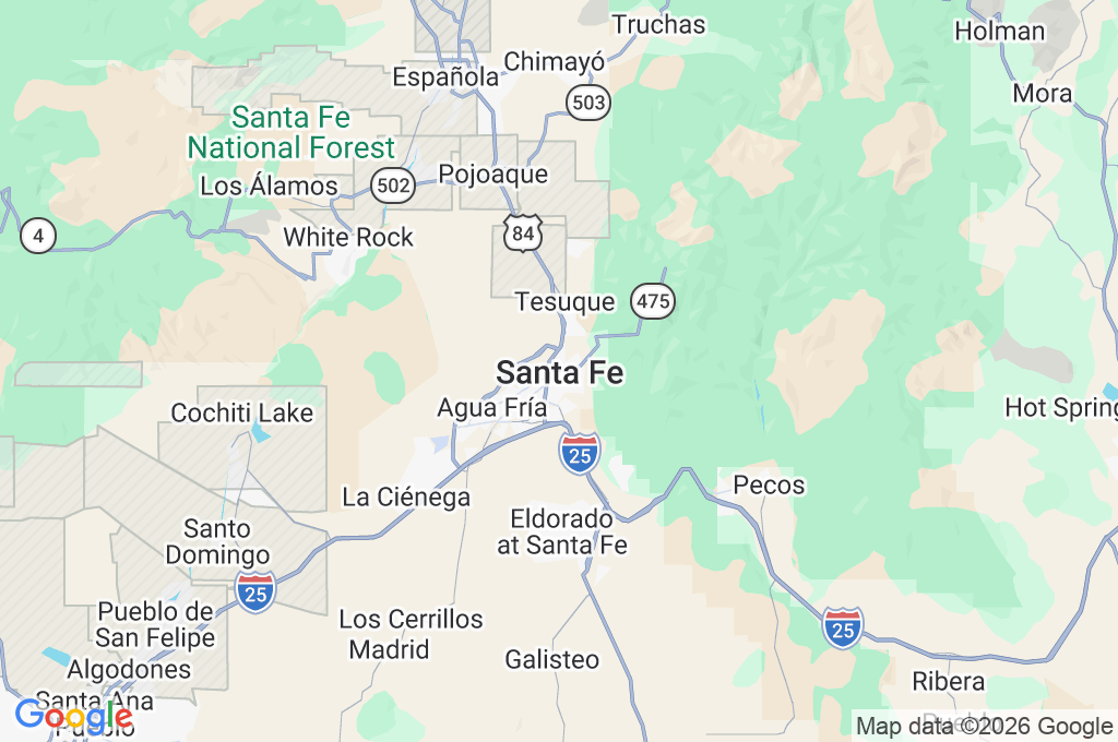 Santa Fe Area Map Santa Fe Area Map