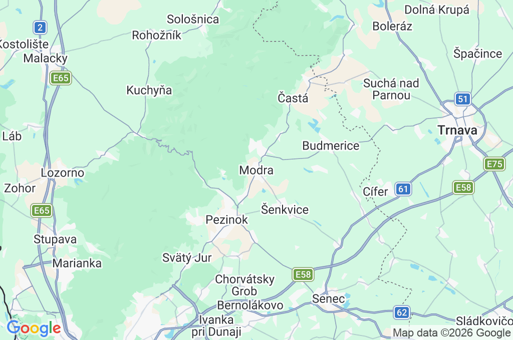 Modra Area Map