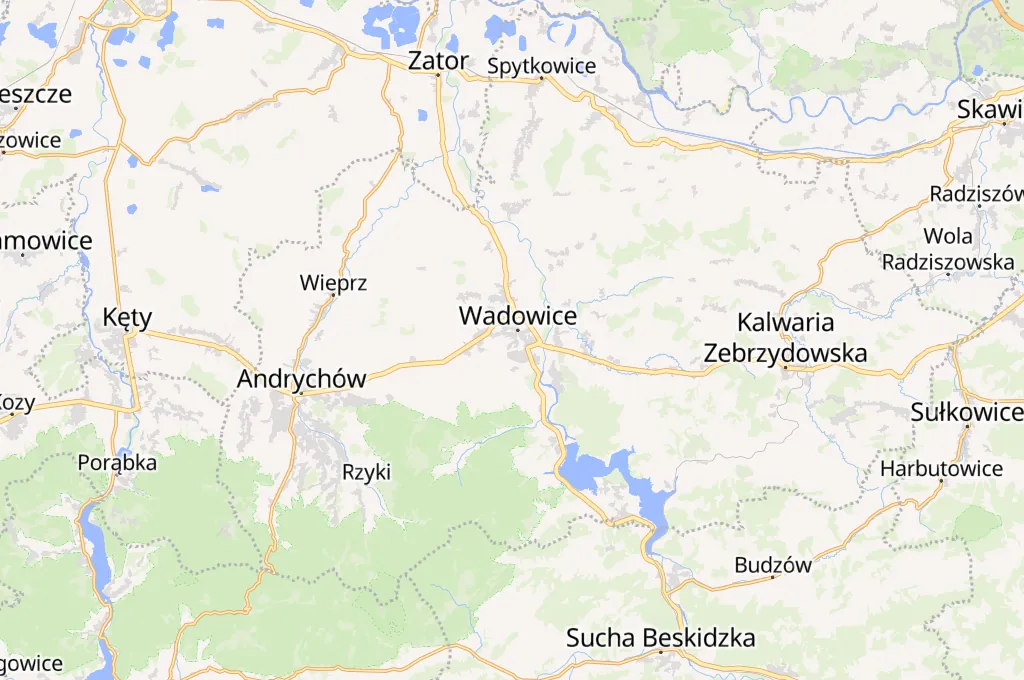 Wadowice Area Map Wadowice Area Map