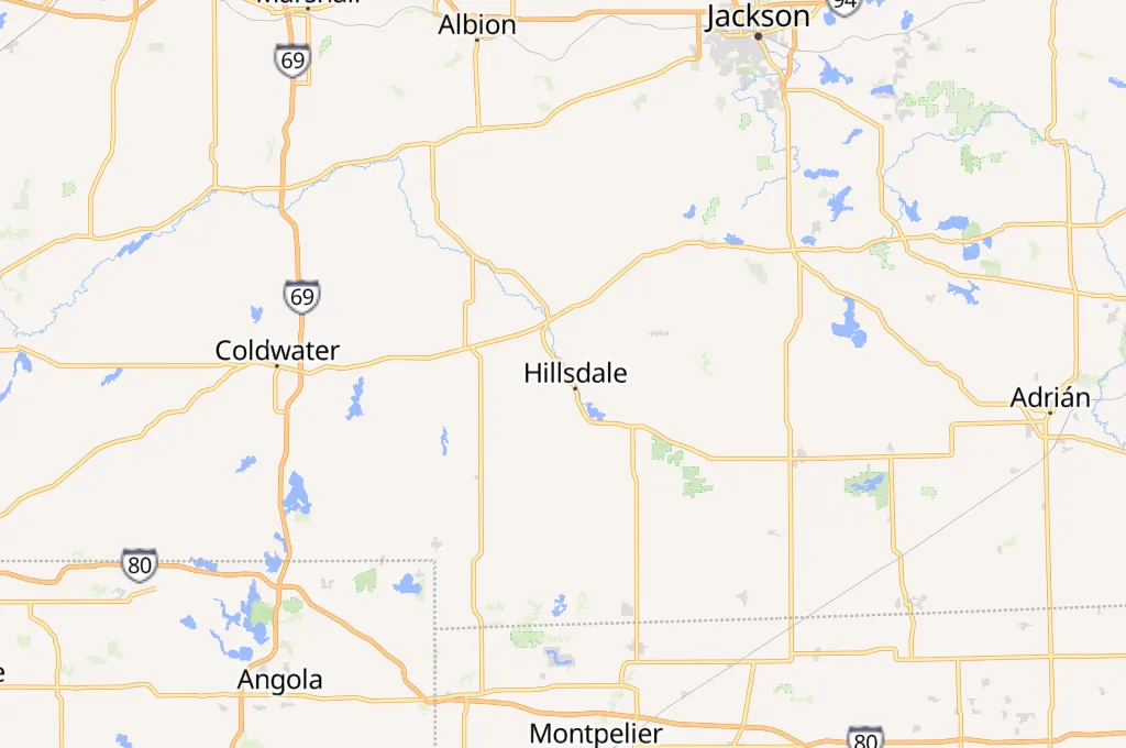 Hillsdale Area Map