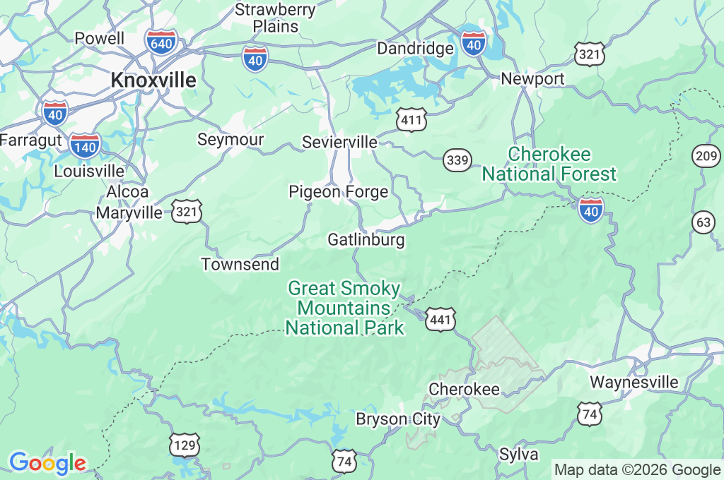 Gatlinburg Area Map Gatlinburg Area Map