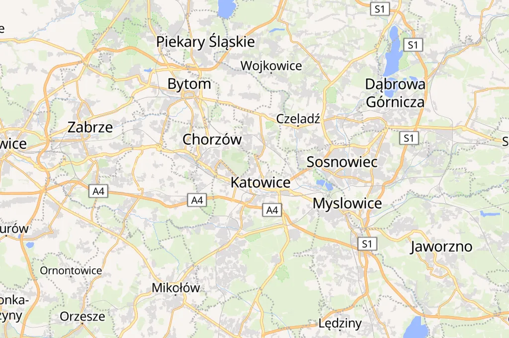 Katowice Area Map Katowice Area Map
