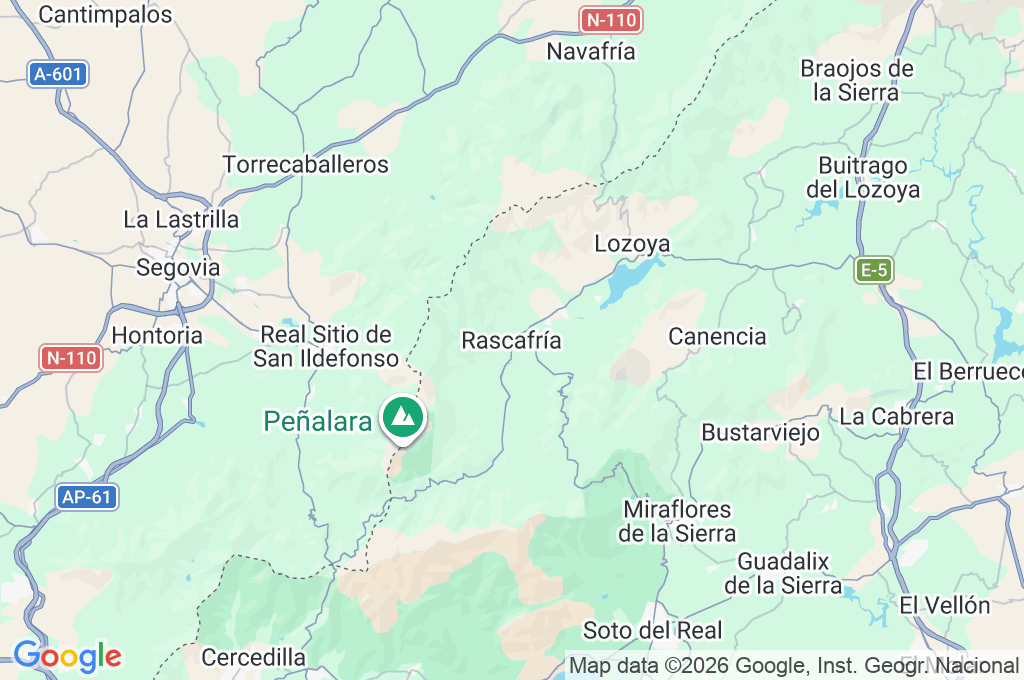Parque Nacional de la Sierra de Guadarrama Area Map Parque Nacional de la Sierra de Guadarrama Area Map