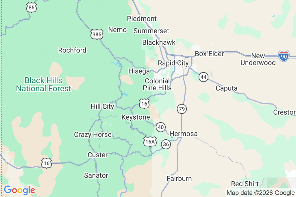 Rockerville Area Map Rockerville Area Map