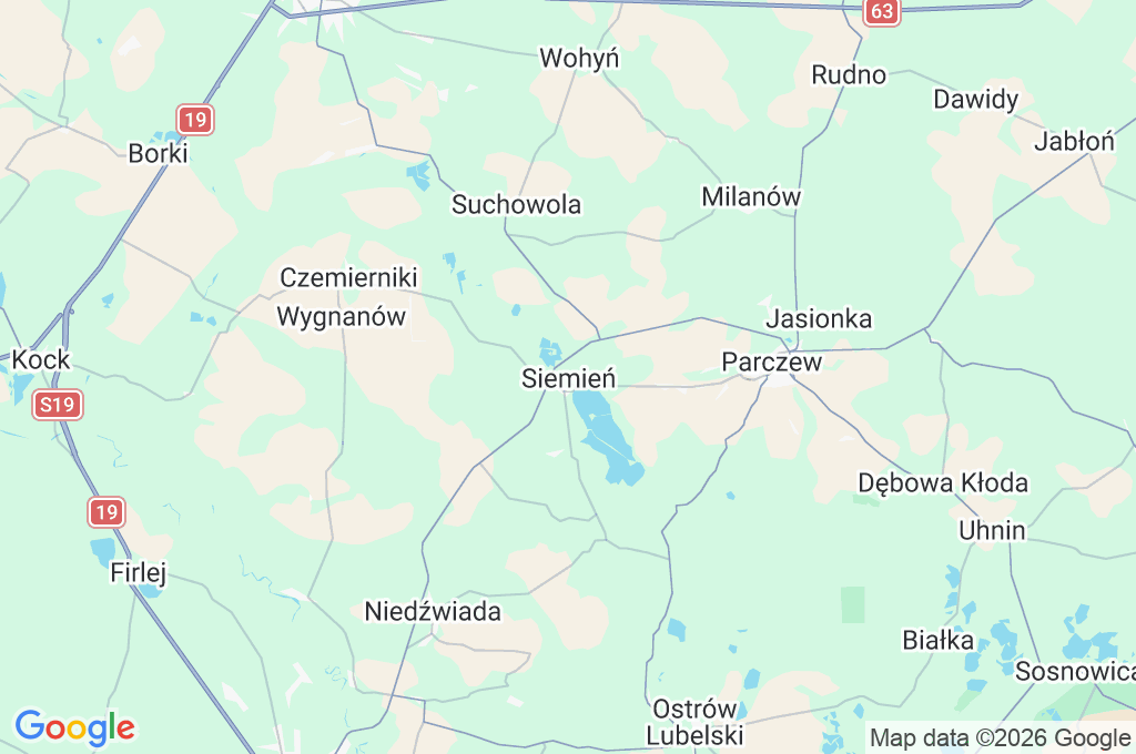 Siemień Area Map