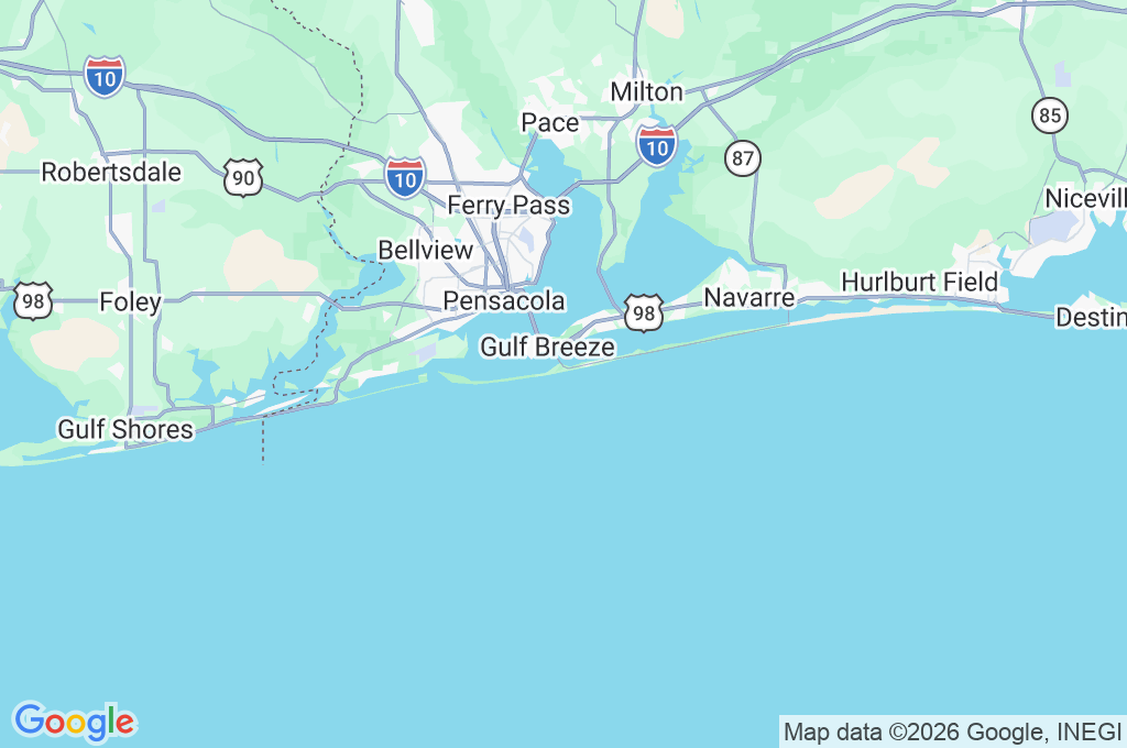 Pensacola Beach Area Map