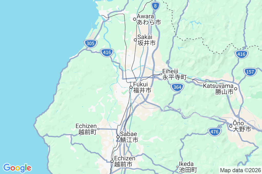 Centro de Fukui Area Map