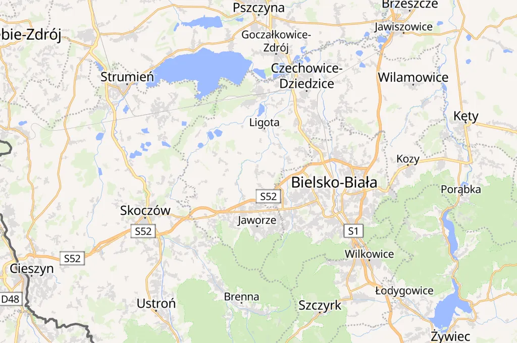 Międzyrzecze Górne Area Map