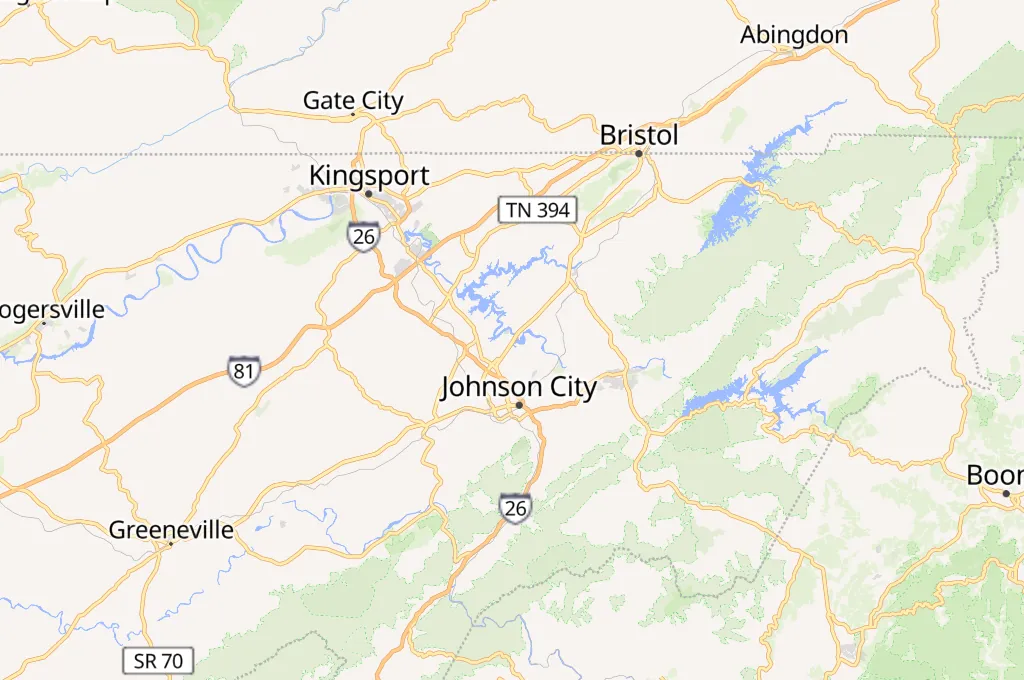 Johnson City Area Map Johnson City Area Map