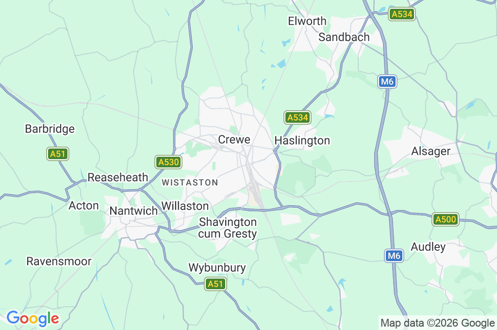 Crewe Area Map