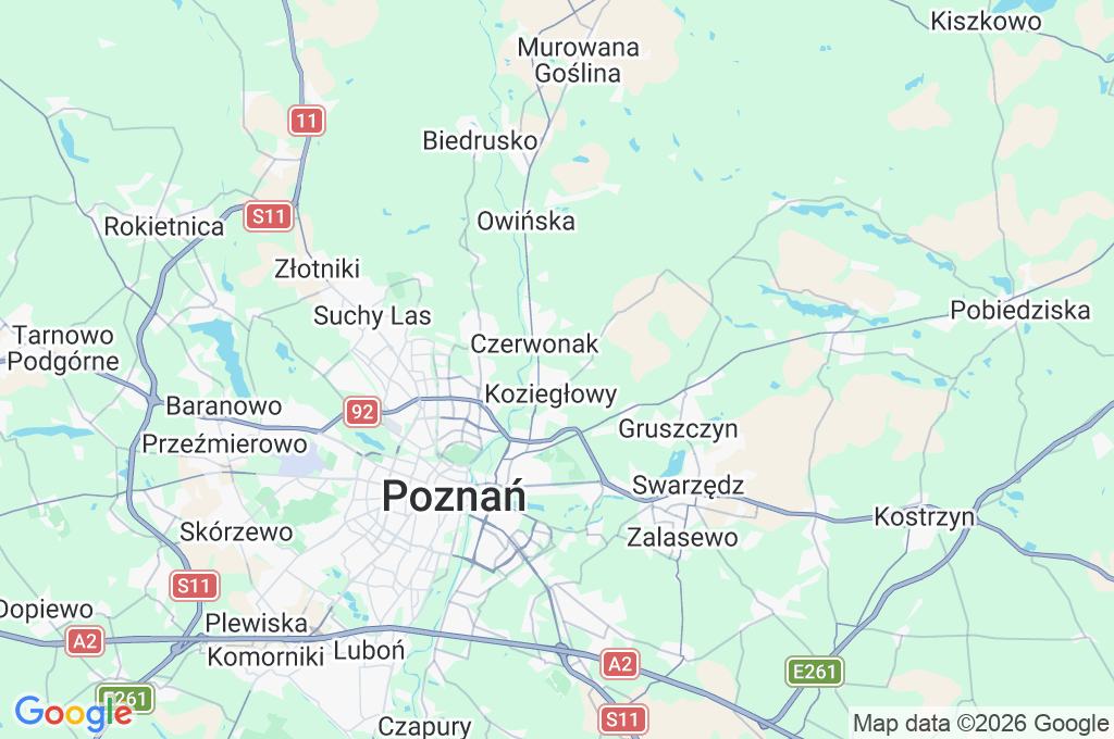 Koziegłowy Area Map