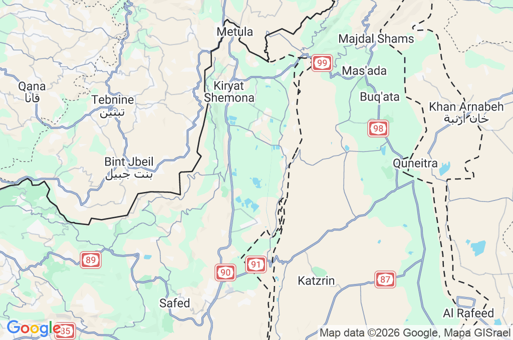 Valle de Hula Area Map