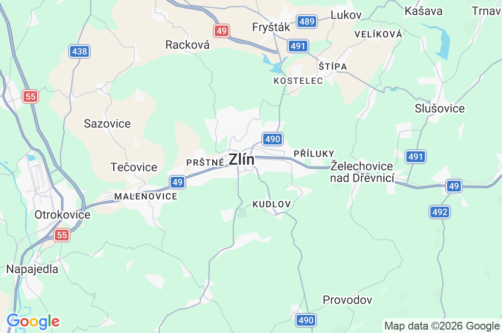 Lázně Zlín Area Map Lázně Zlín Area Map
