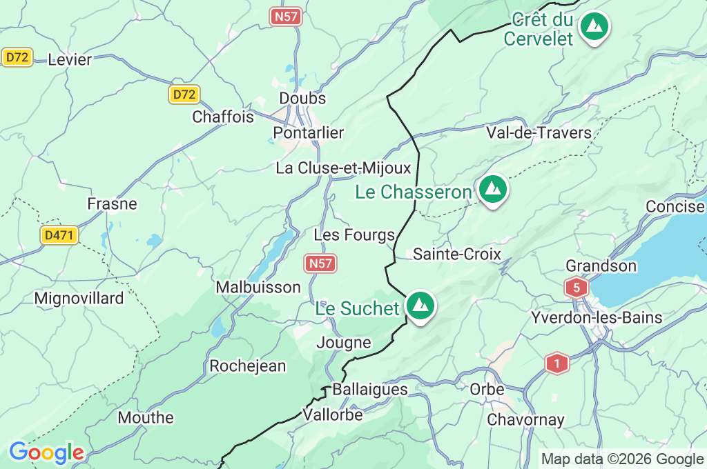 Les Fourgs Area Map