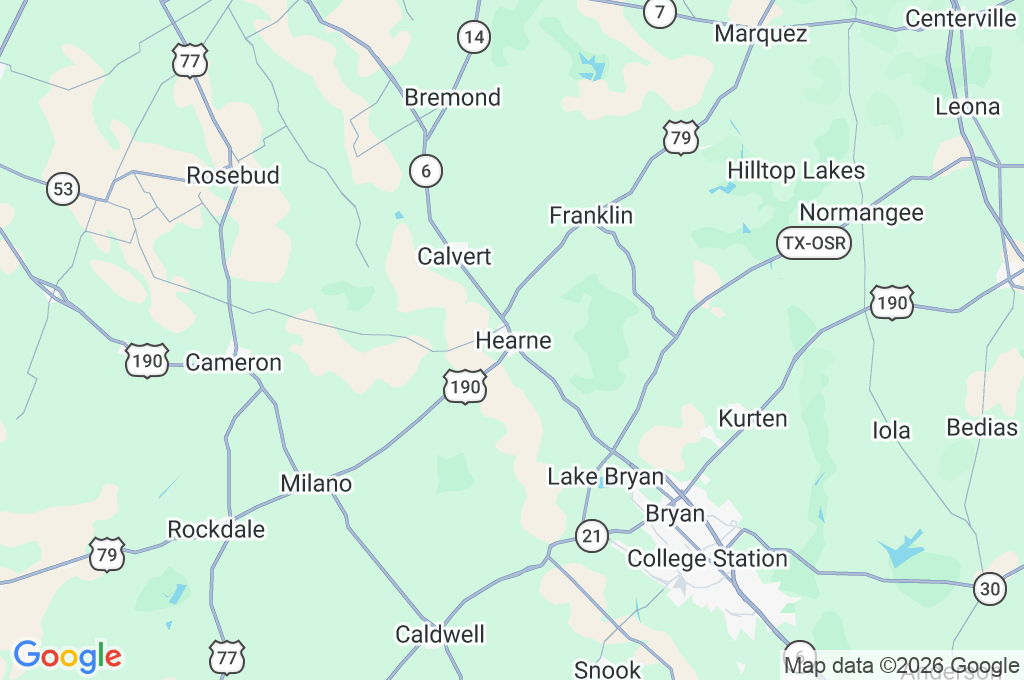 Hearne Area Map Hearne Area Map