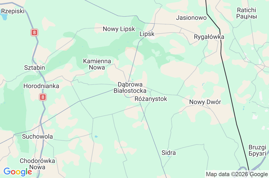 Dąbrowa Białostocka Area Map