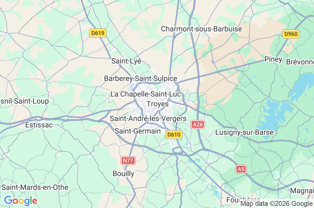 Troyes Area Map Troyes Area Map
