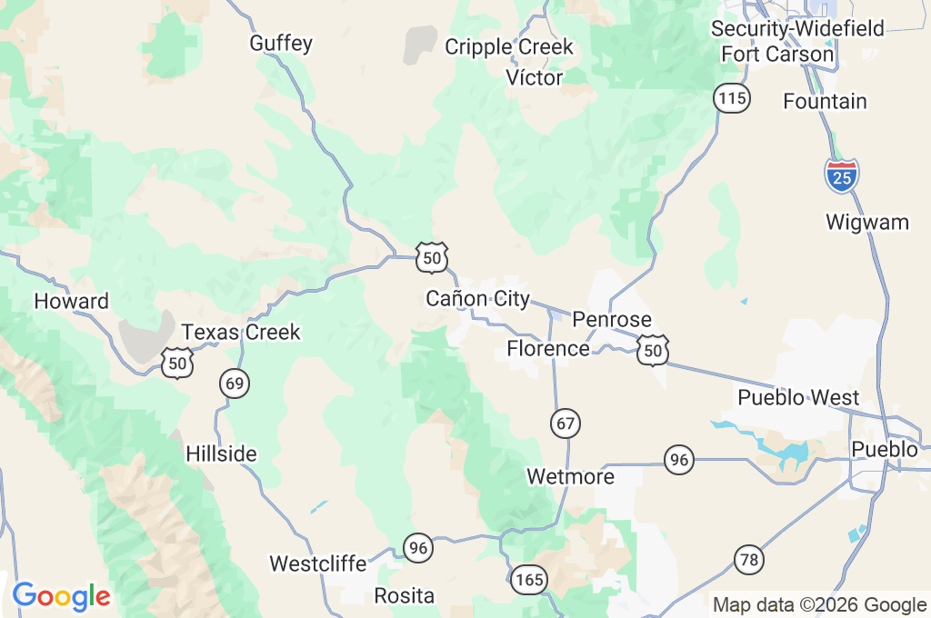 Cañon City Area Map Cañon City Area Map