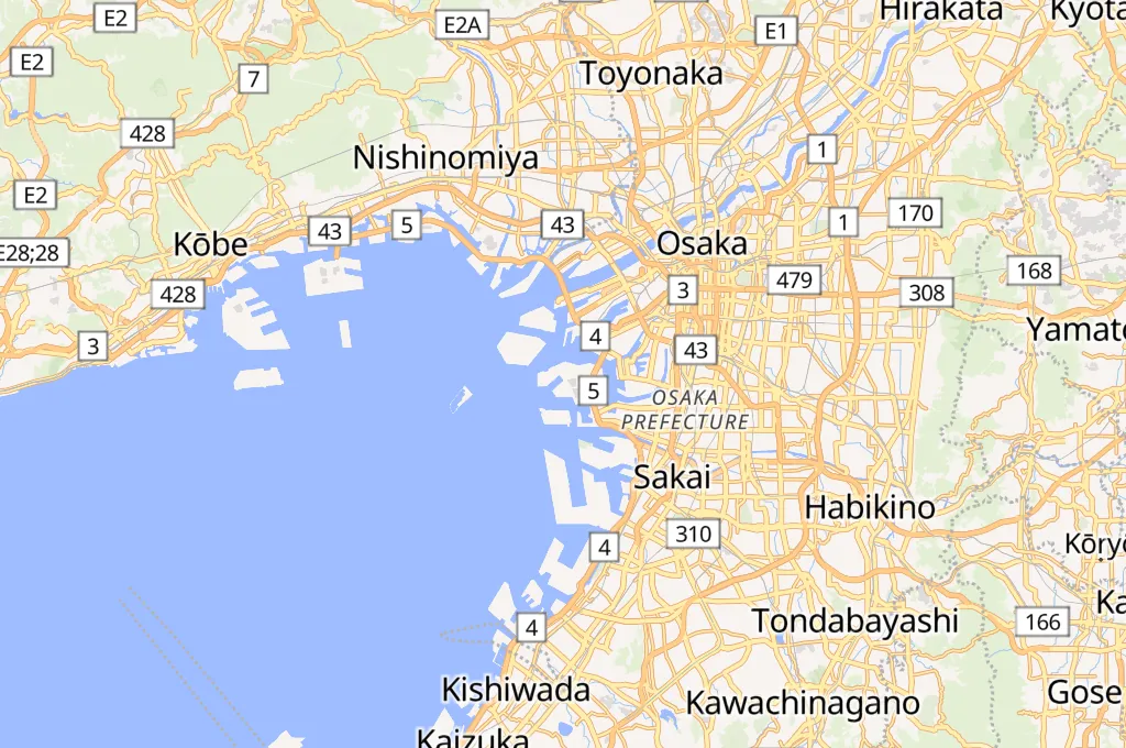 Puerto Sur de Osaka (Nanko) Area Map