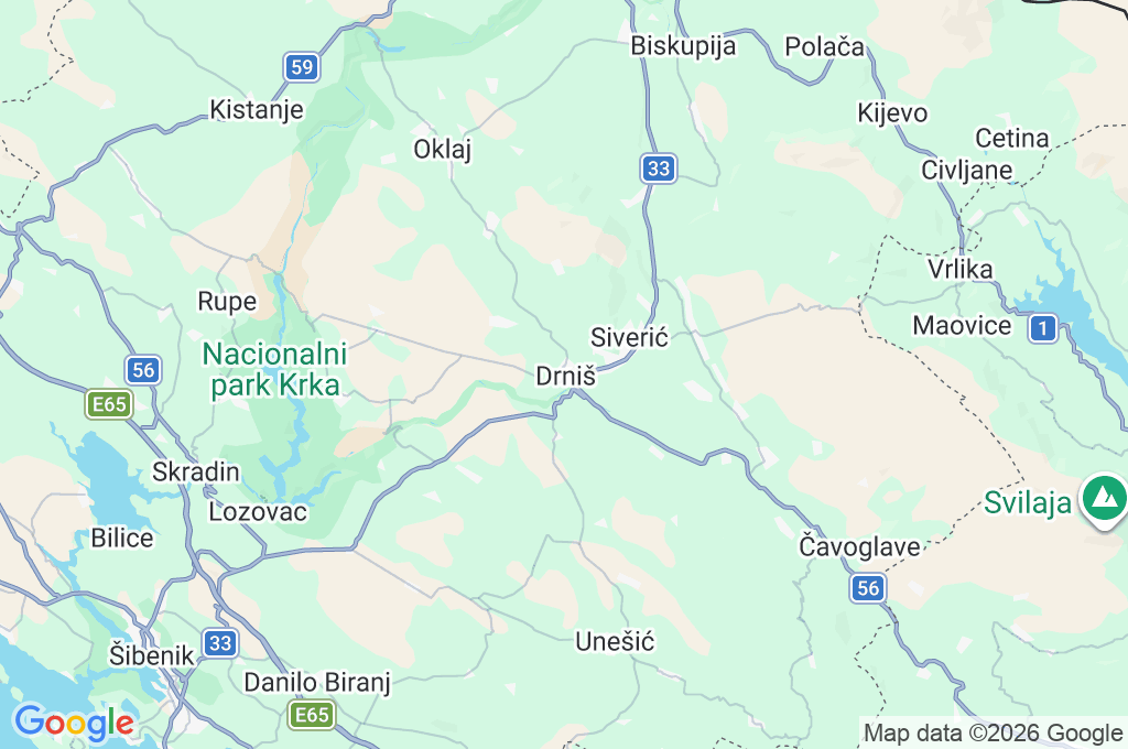 Drniš Area Map Drniš Area Map