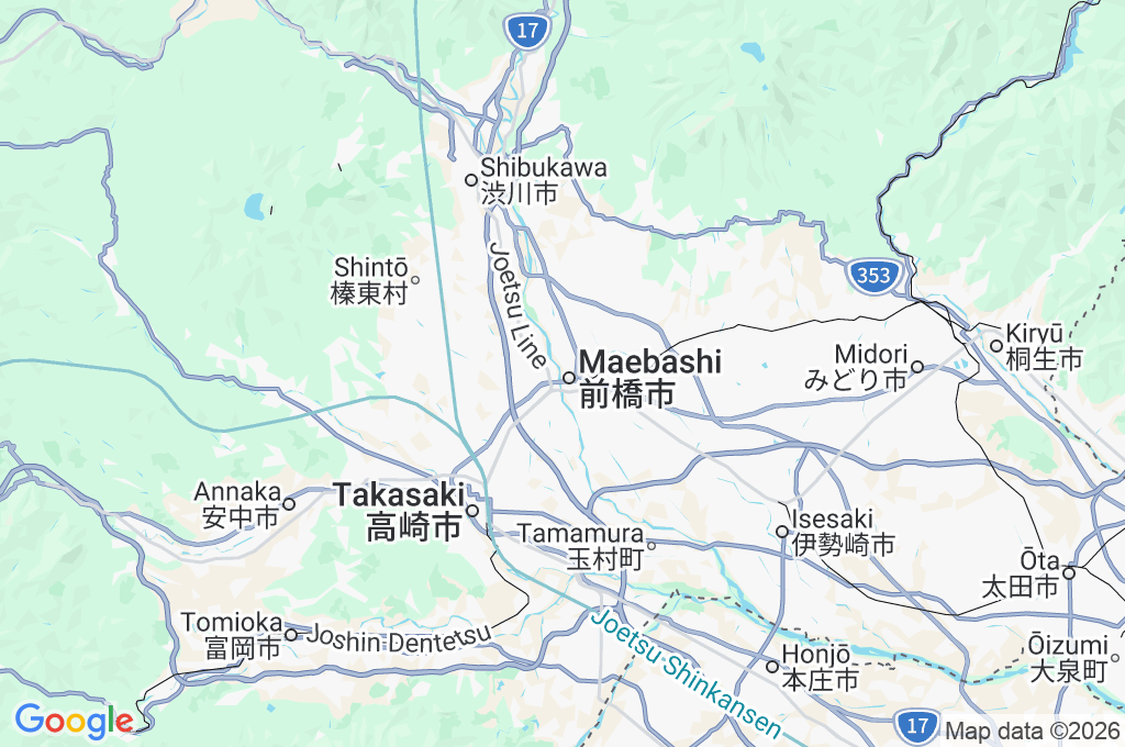 Maebashi Area Map Maebashi Area Map