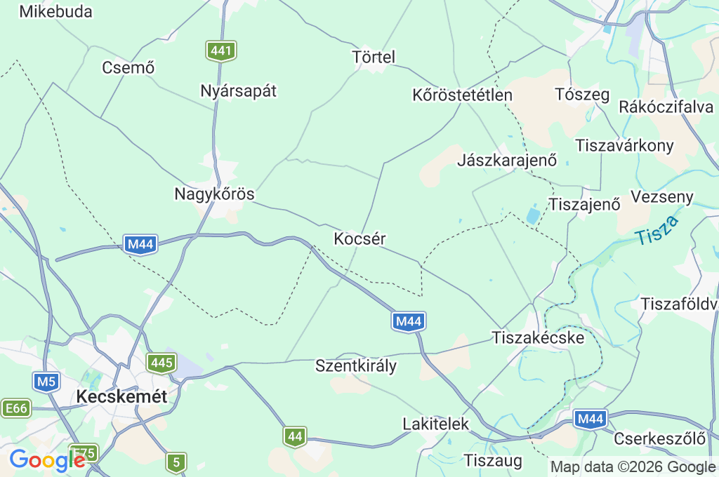 Kocsér Area Map Kocsér Area Map