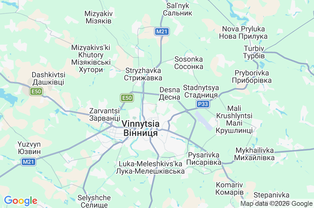 Vinnytsia Area Map Vinnytsia Area Map