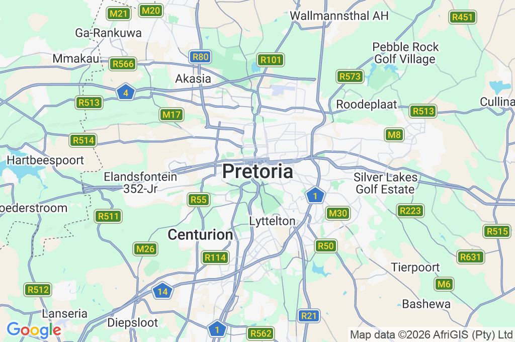 Pretoria Area Map