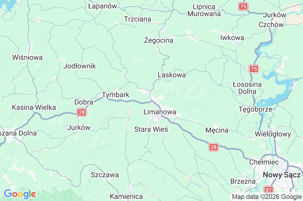 Limanowa Area Map Limanowa Area Map