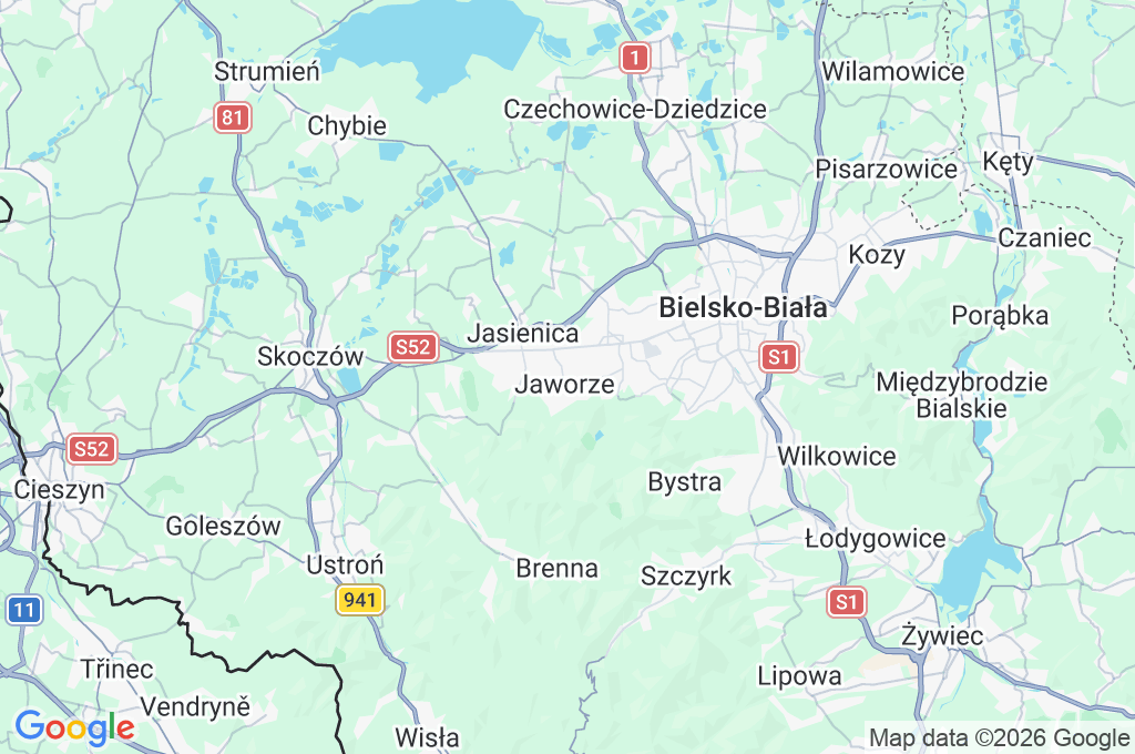 Jaworze Area Map Jaworze Area Map
