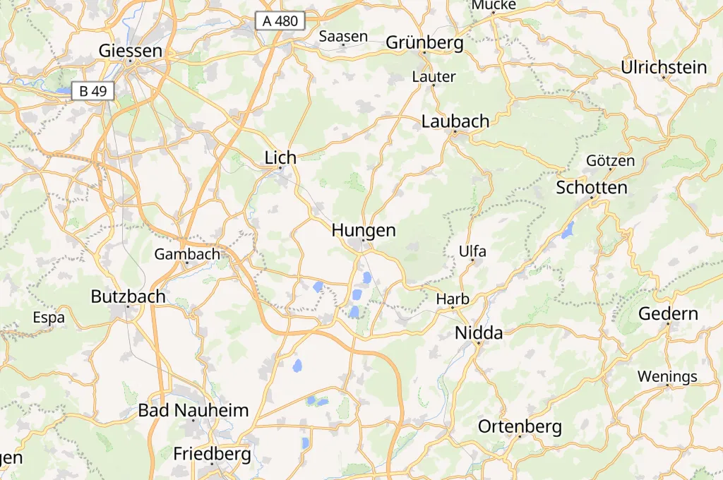 Hungen Area Map Hungen Area Map