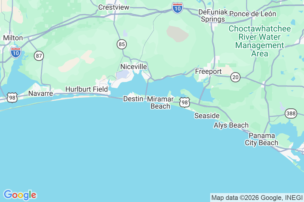 Miramar Beach Area Map