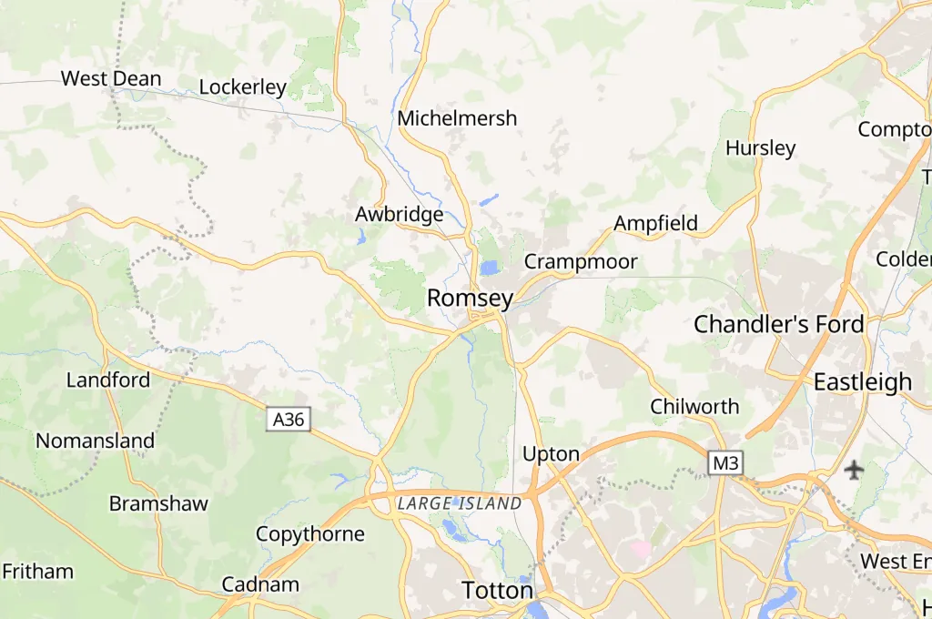 Abadía de Romsey Area Map