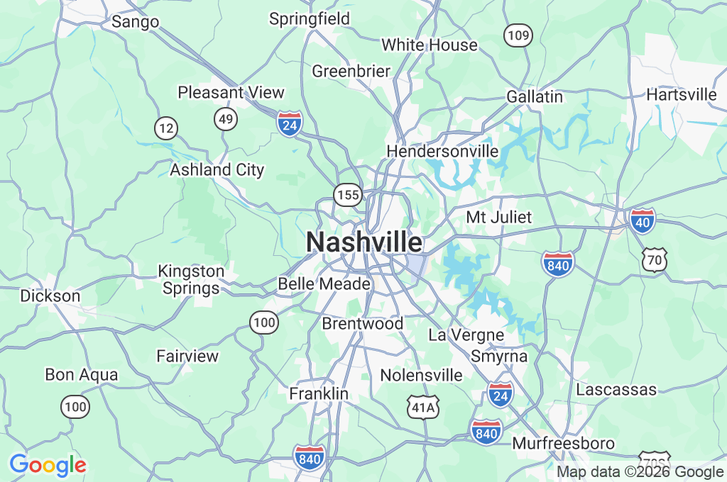 Nashville Area Map Nashville Area Map