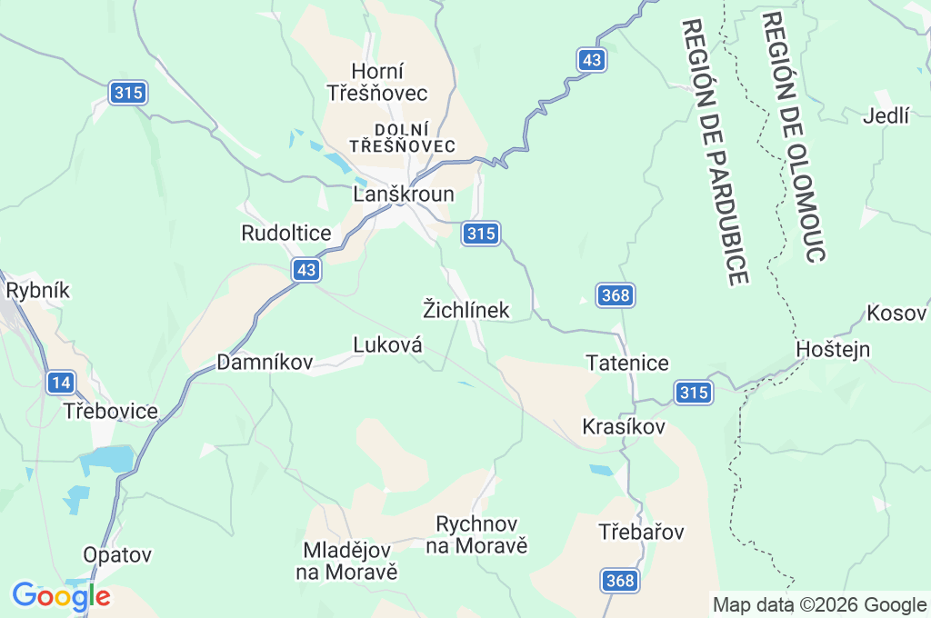 Žichlínek Area Map