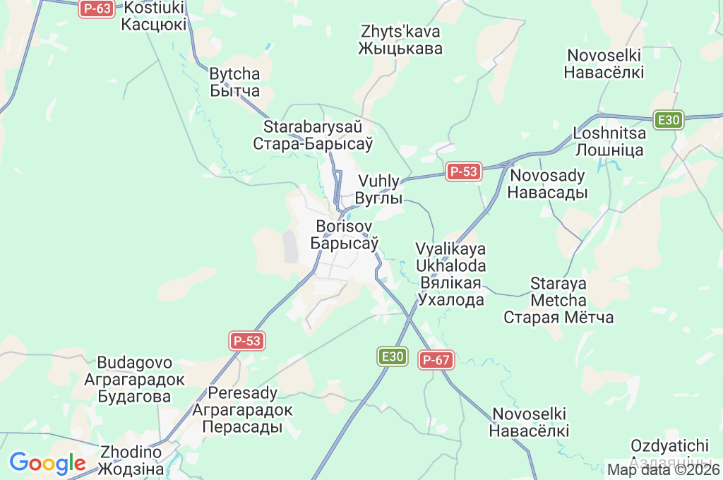 Barysaw Area Map
